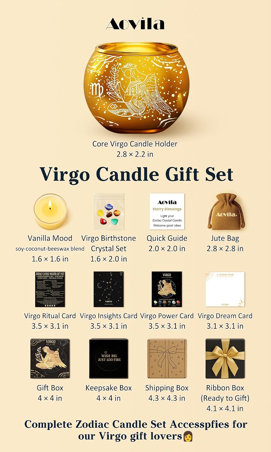 AOVILA Birthday Gifts for Women Virgo Candle Gift Set Christmas Valentines Mothers Day Graduation Anniversary Mom Friendship Her Sisiter Home Decor image 2