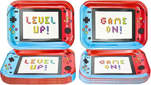 80Pcs 11 Inches Controller Birthday Party Plates - Video Game Decorations for Boys Gaming Party Supplies