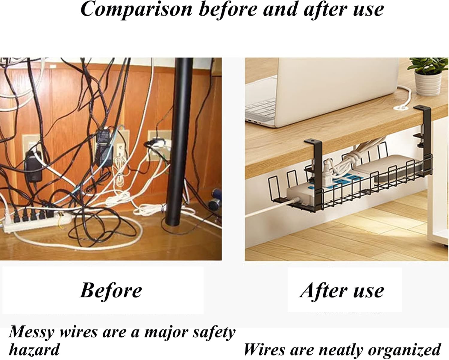 Buy YGYQZ Cord Management Under Desk Shelf, Cable Organizer Management