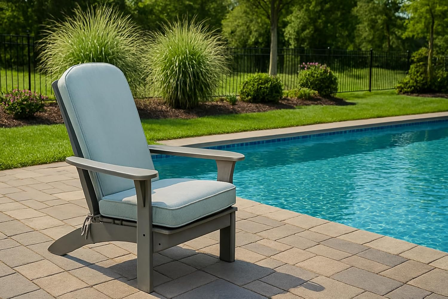Cushion Source 47" x 21" x 2" Sunbrella Adirondack Chair Cushion with Ties, Indoor/Outdoor Patio Furniture Cushion, Sunbrella Linen Stone
