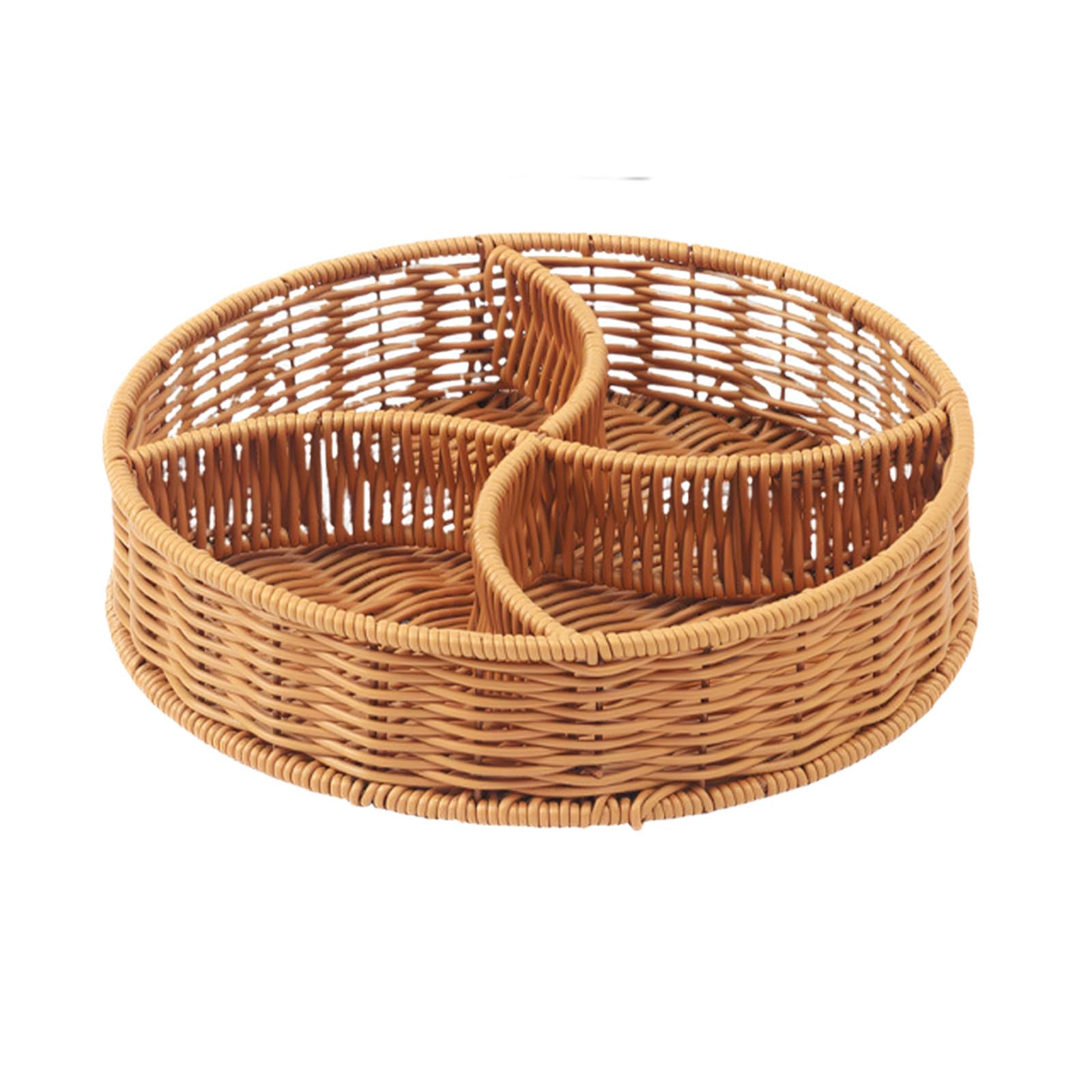 Food Safe Woven Imitation Rattan Divided Serving Platter Basket for Fruits Snacks Candy for Entertaining Guests Sectional Tray