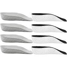 4 Pairs Height Insoles, Height Increase Insoles for Men, Height Boosters Insoles Black & Gray, 2.5cm, 3.5cm