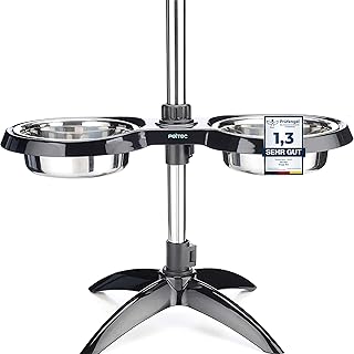 PetTec® Hundenapf erhöht Grosse Hunde [2 x 2,5L, Schwarz] - Futternapf Fressnapf Hund erhöht - Futterstation höhenverstellbar - Erhöhter Futternapf Hund - Dog Bowl - Hundebar - Futterbar Hundenäpfe