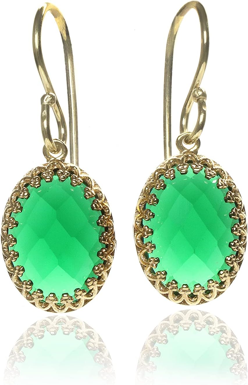 Statement Emerald Earrings - Handmade May Birthstone Earrings, Fashion Earrings, Dangle Earrings - Bridal, Party, Vintage, Gemstone Earrings - Customizable Material - with Fancy Box