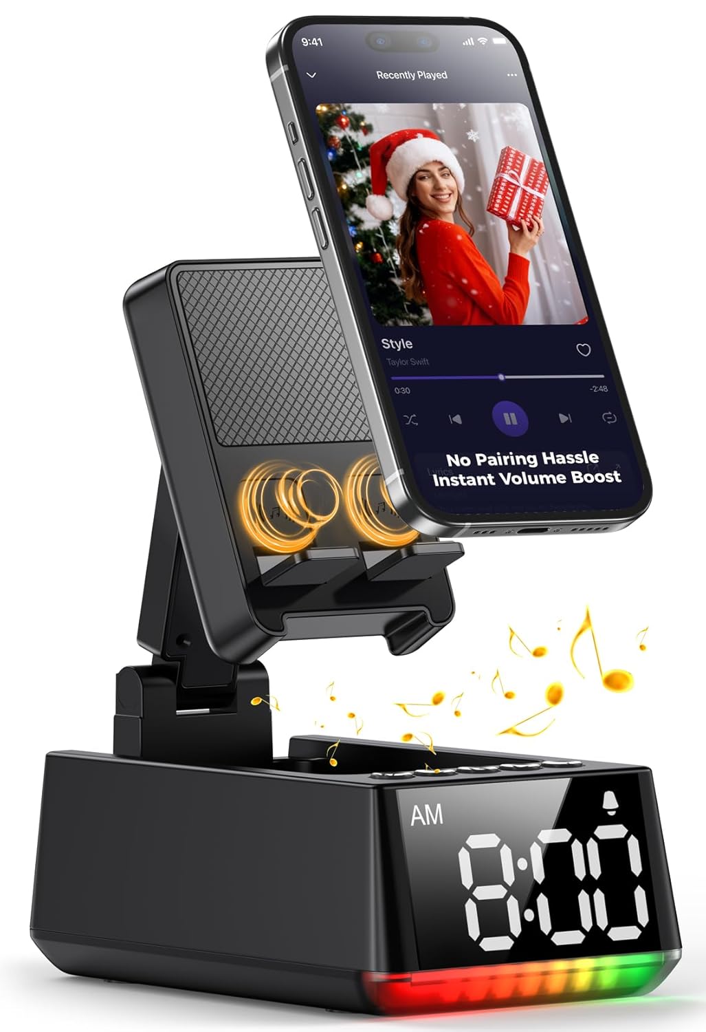 Bluetooth Speaker Birthday Gift for Men Induction Cell Phone Stand HD Sound Valentines Gifts For Him Her Adult