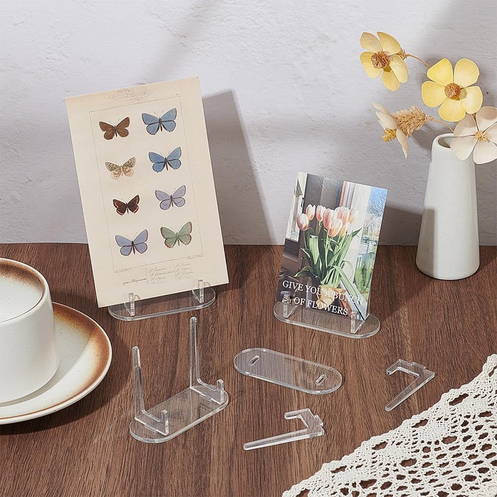 WEBEEDY 18 Sets Acrylic Trading Card Display Stand Clear Clear Card Stands with Stable Base Picture Holder Stands for Sports Cards PSA Graded for Home Office Birthday Gifts Collection Protection
