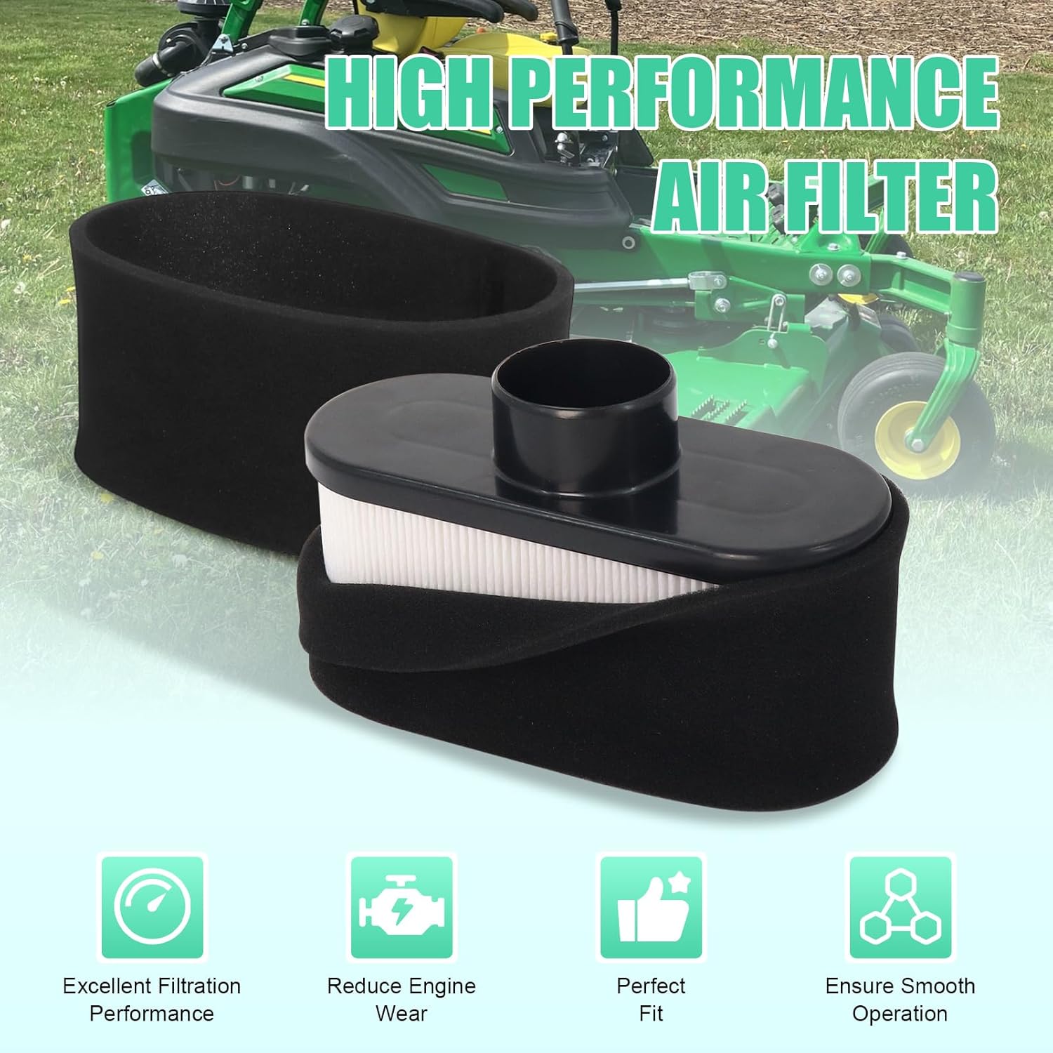 11013-0752 Air Filter Compatible with Kawasaki FR691V FR651V FR730V FS481V FS541V FS600V FS651V FS730V 4-Cycle Engine Lawn Mower with 11013-7046 Pre Filter, Replace 11013-7047 11013-7049 (5 Pack)