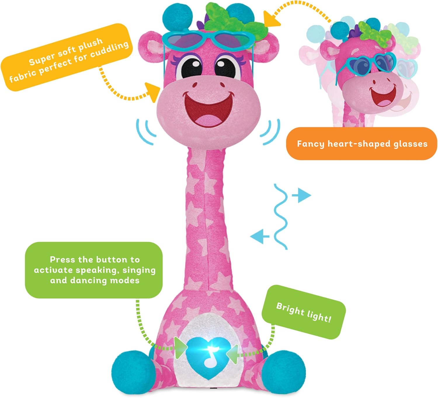Kids Hits Dancing Giraffe Toy – Musical Light-Up Animal with Songs, Phrases & Movement – Interactive Toy for Toddlers Age 2+