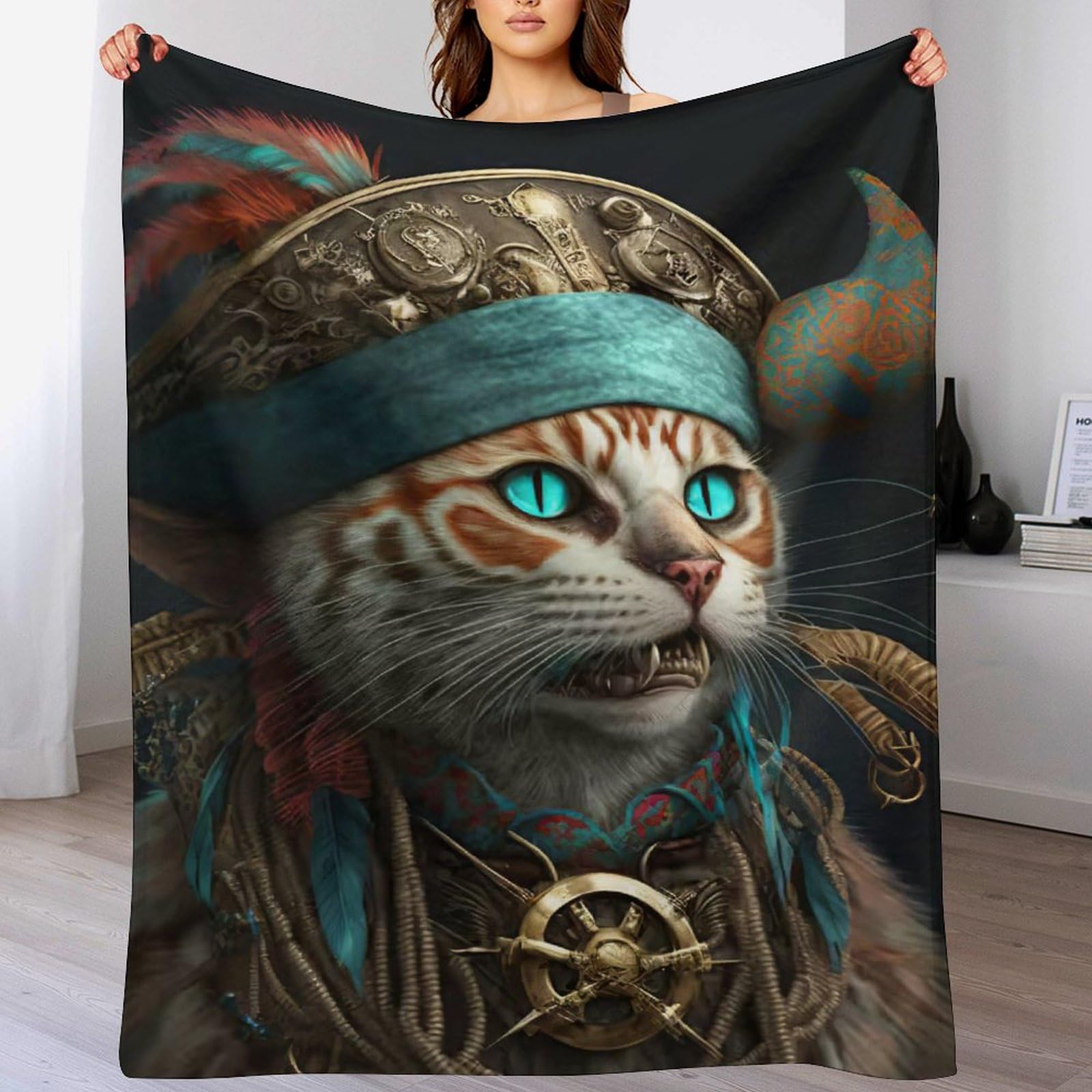 Couverture chat pour voyager et cocooner sur le canape en flannel