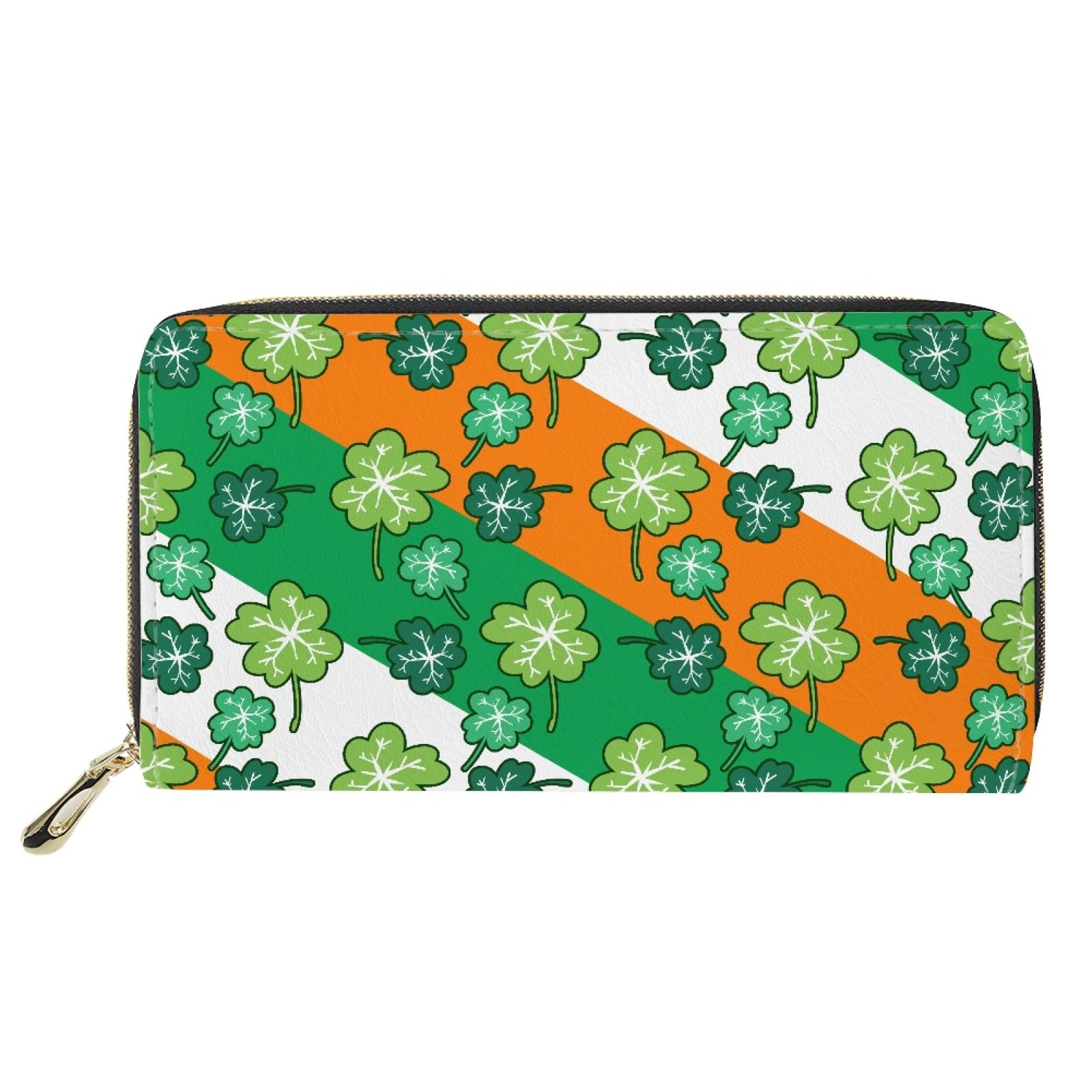 JOAIFO Womens Wallet Fashion Saint Patrick Print Long Clutch Large Capacity Purse Billfold Wallet St. Patrick's Day Theme PU Leather Clutch Bag