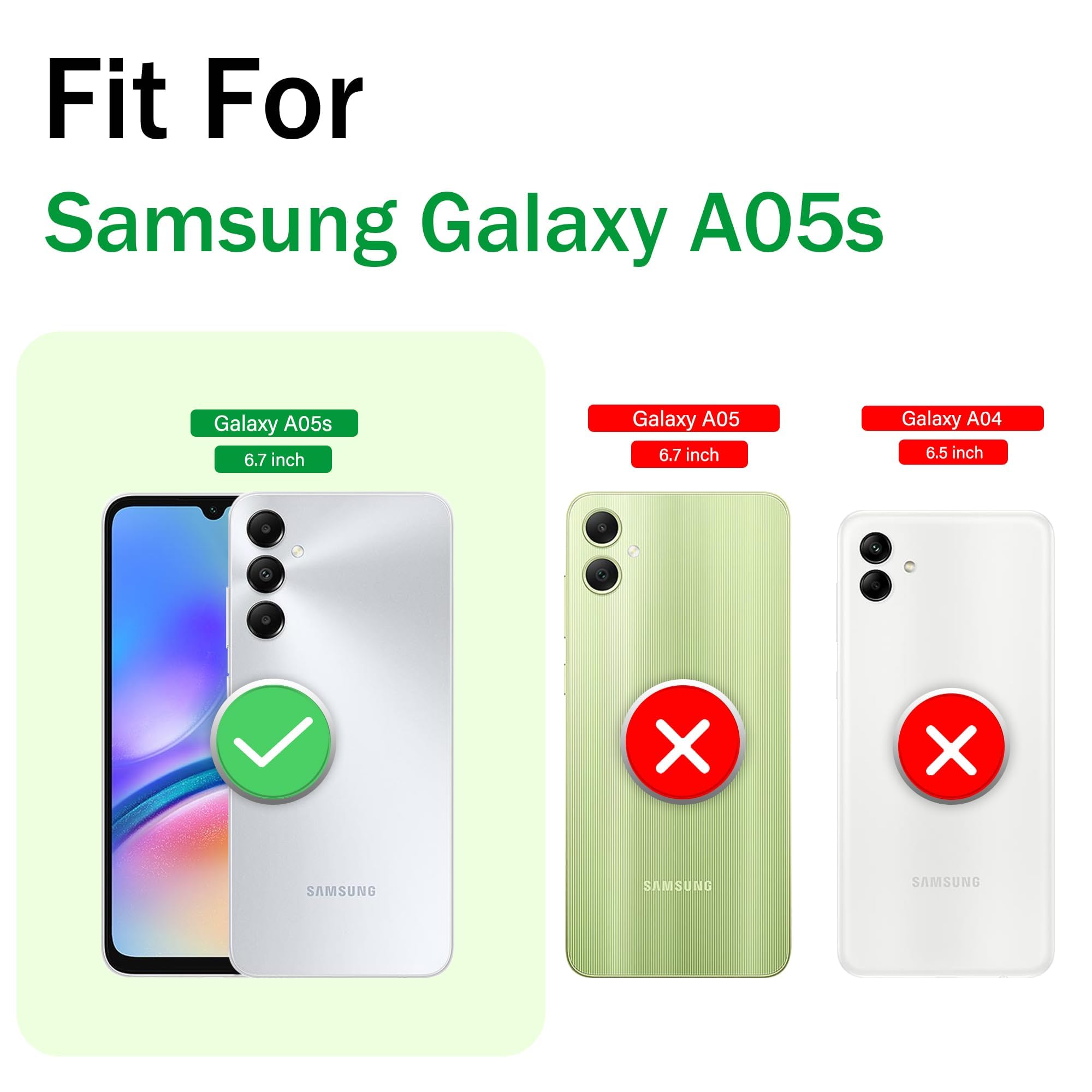 LeYi for Samsung Galaxy A05S Case: Galaxy A05S 4G Case with [2 Pack] Tempered Glass Screen Protector, Heavy Duty 3 in 1 Full Body Rugged Shockproof Cell Phone Case for Samsung Ao5S 4G 6.7