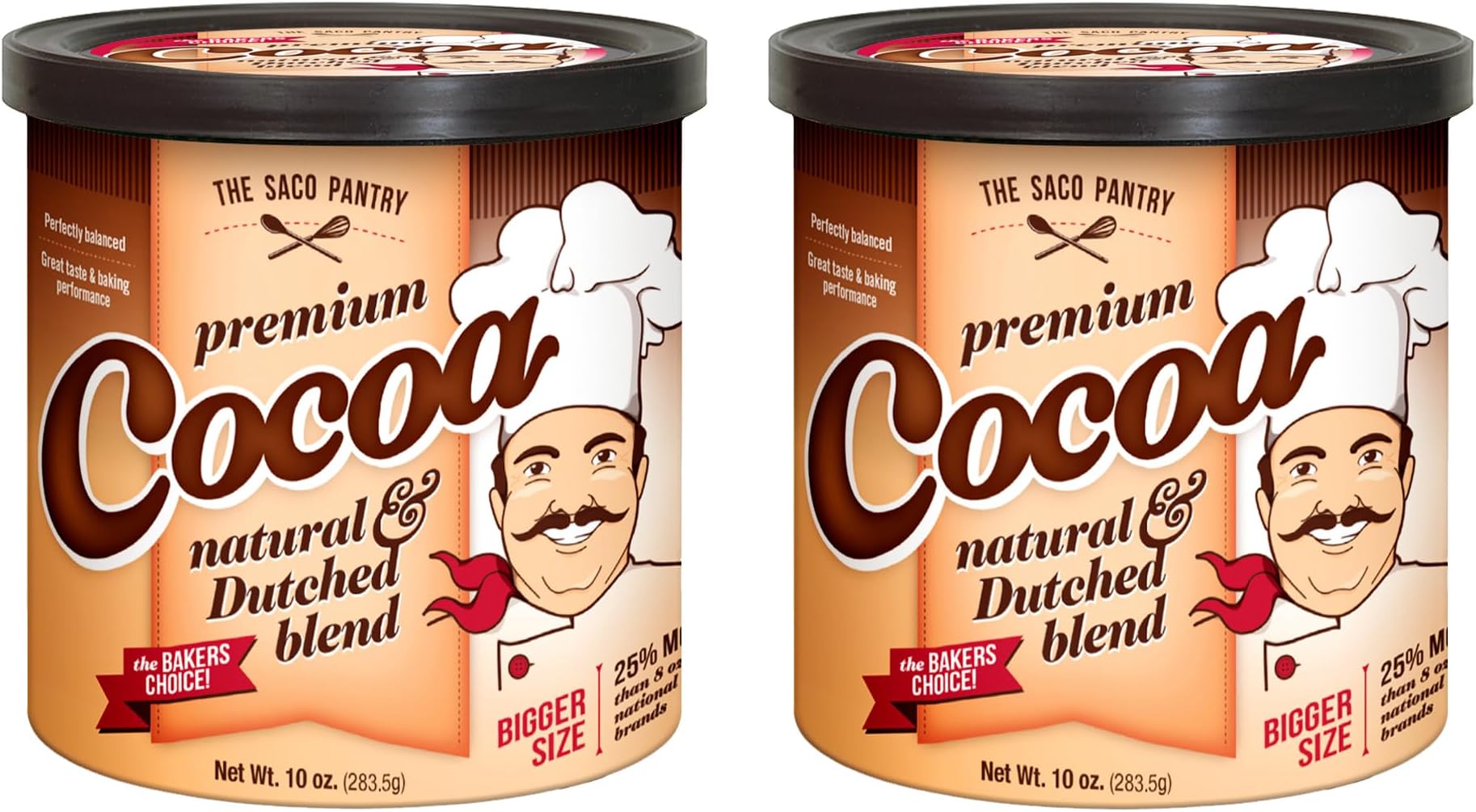 SACO Pantry Premium Cocoa, Natural and Dutched Blend, 10oz (Pack of 2), Certified Kosher, Gluten-Free & Nut-Free