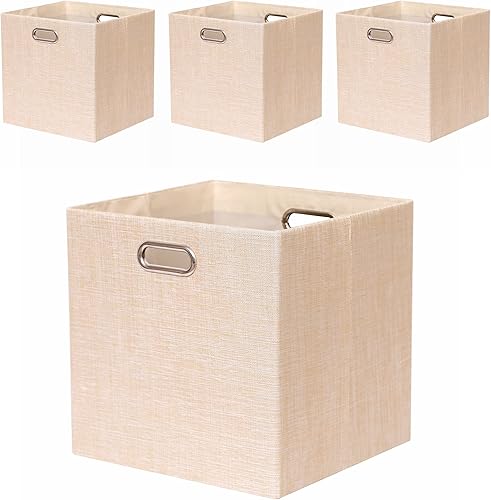 Miniatura 1 de Fboxac Cubo de almacenamiento de 13 x 13 pulgadas, caja plegable de poliéster con asas, juego de 3 cajones de gran capacidad para armario,