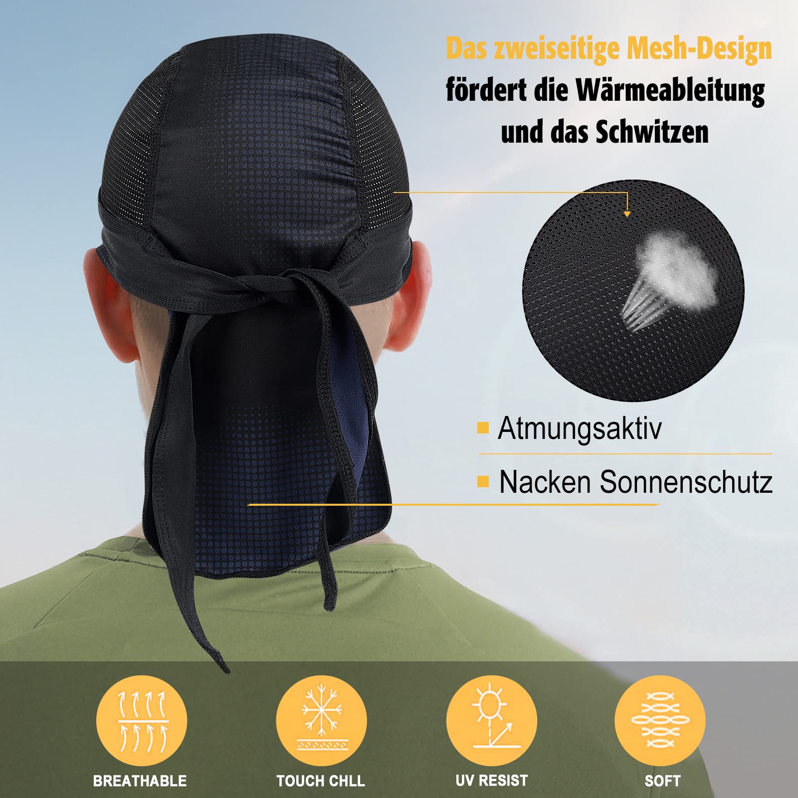 HASAGEI Bandana męska i damska, chusta na głowę, bandana, czapka rowerowa, elastyczna, oddychająca, odprowadzająca pot, szybkoschnąca, sportowa, nakrycie głowy na lato, ciemnoniebieski, jeden rozmiar