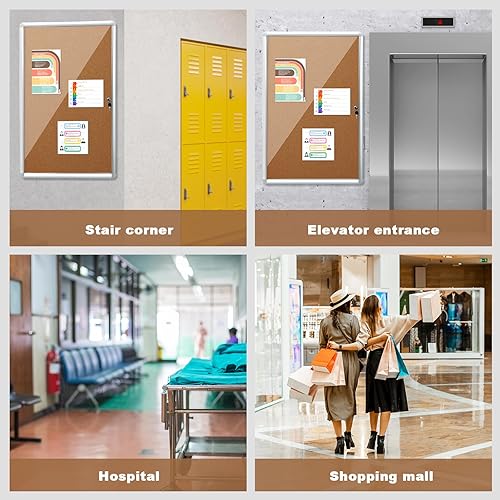 Miniatura 7 de Blulu Tablones de anuncios cerrados con cerradura, tableros de corcho con puerta de bloqueo, tablero de anuncios al aire libre, resistente al