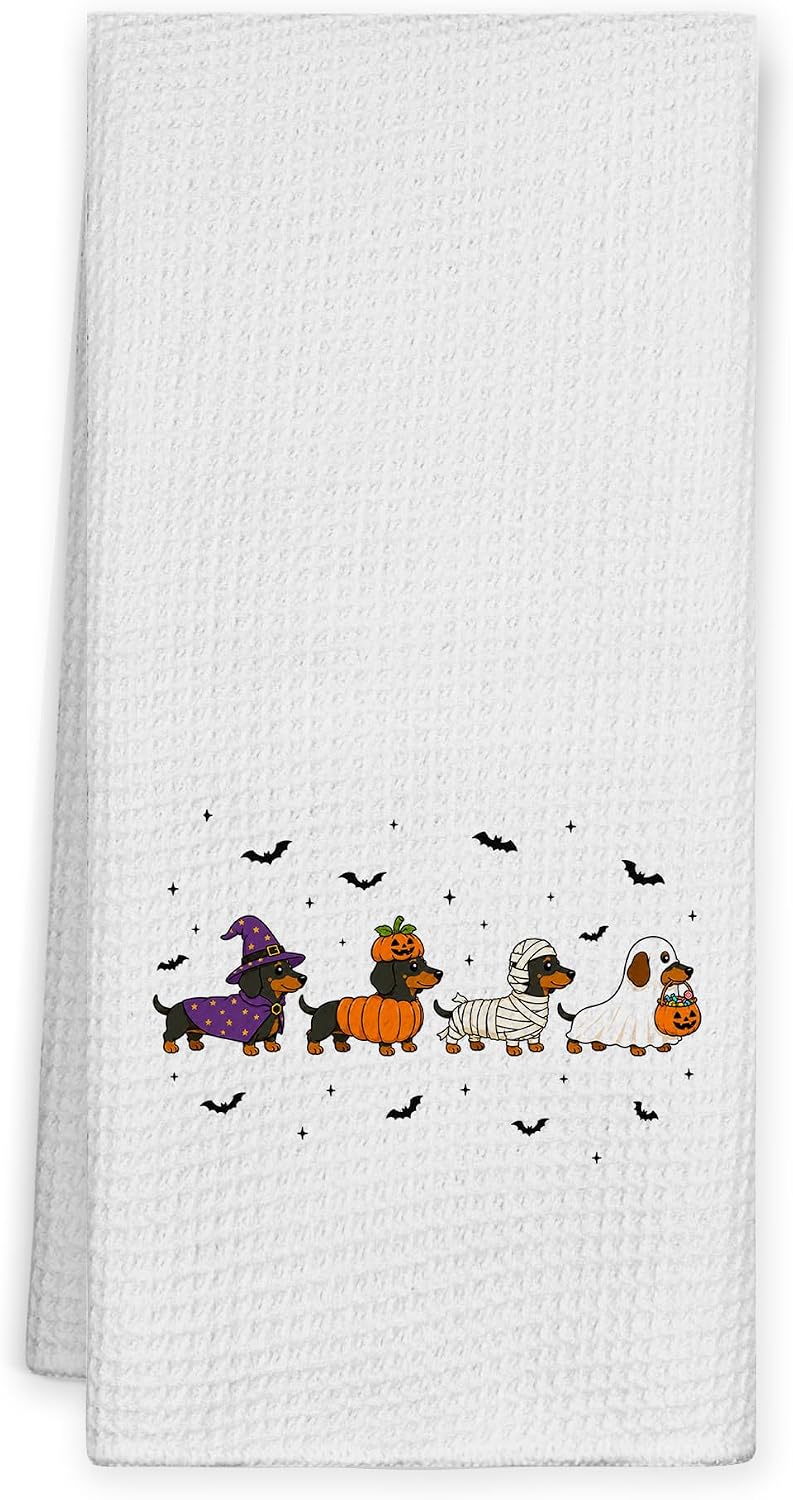 Dachshund Halloween Kitchen Towels 16x24 Inch, Dachshund Lover Gifts