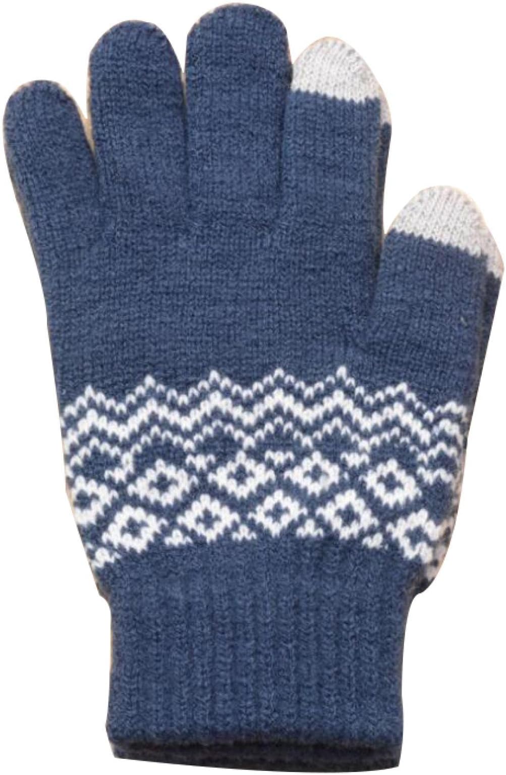 BXKJ Jacquard thick warm knitted striped touch screen gloves for men and women One size green stripes