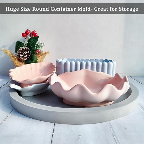 Miniatura 6 de Wehous Molde de bandeja redonda grande con bordes de silicona de 12.2 pulgadas, recipiente de almacenamiento grande para resina epoxi, cemento,