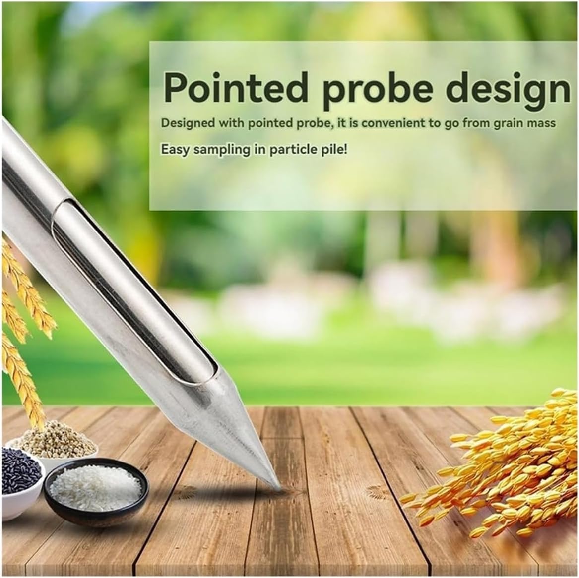 Stainless Steel Grain Probe Sampler, 2m Powder & Solid Sampling Tool for Rice, Corn, Wheat, Soybeans, Cement & Fertilizer - Durable 32mm Two-Section Design