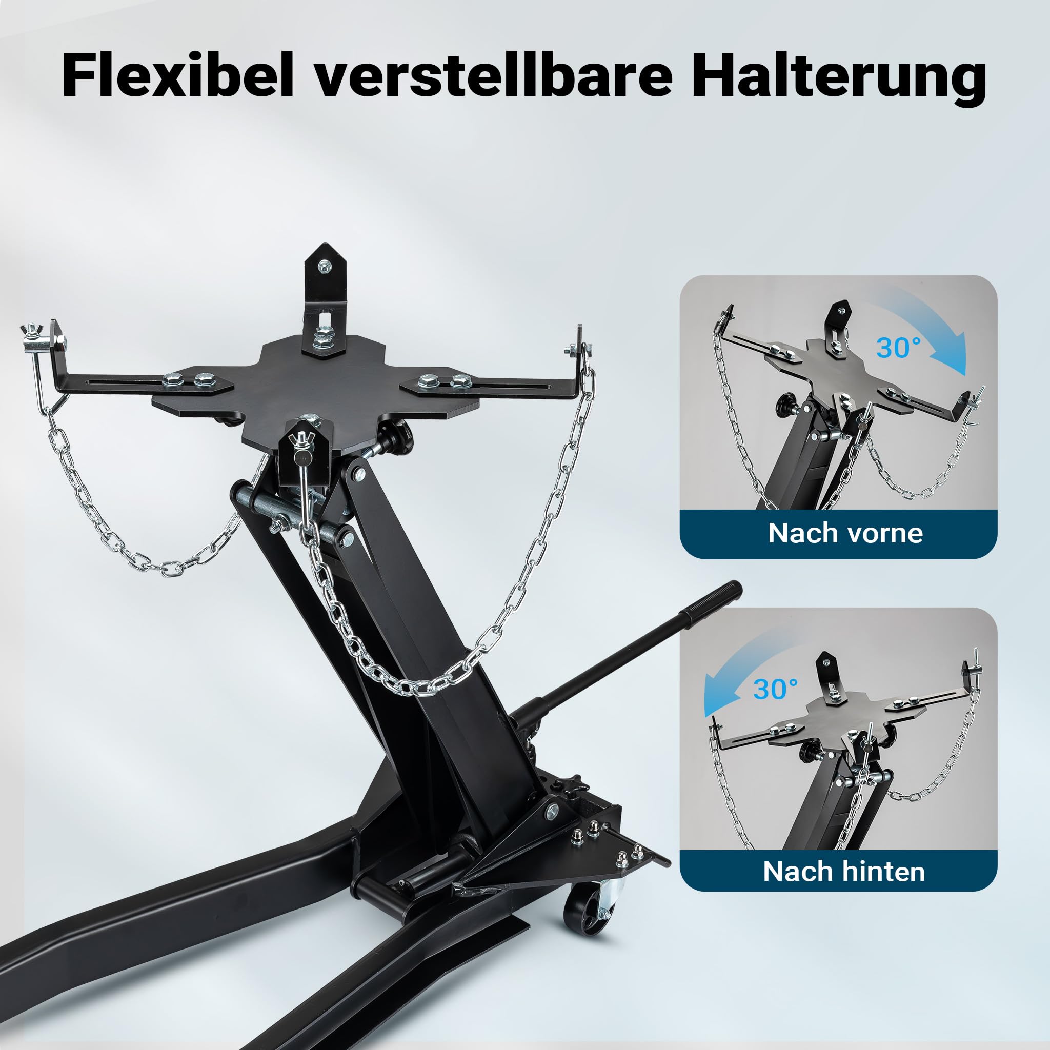 Wiltec Getriebeheber bis 1 t Traglast, höhenverstellbar 180-790 mm | Motorheber, Motorblock, mit Rollen