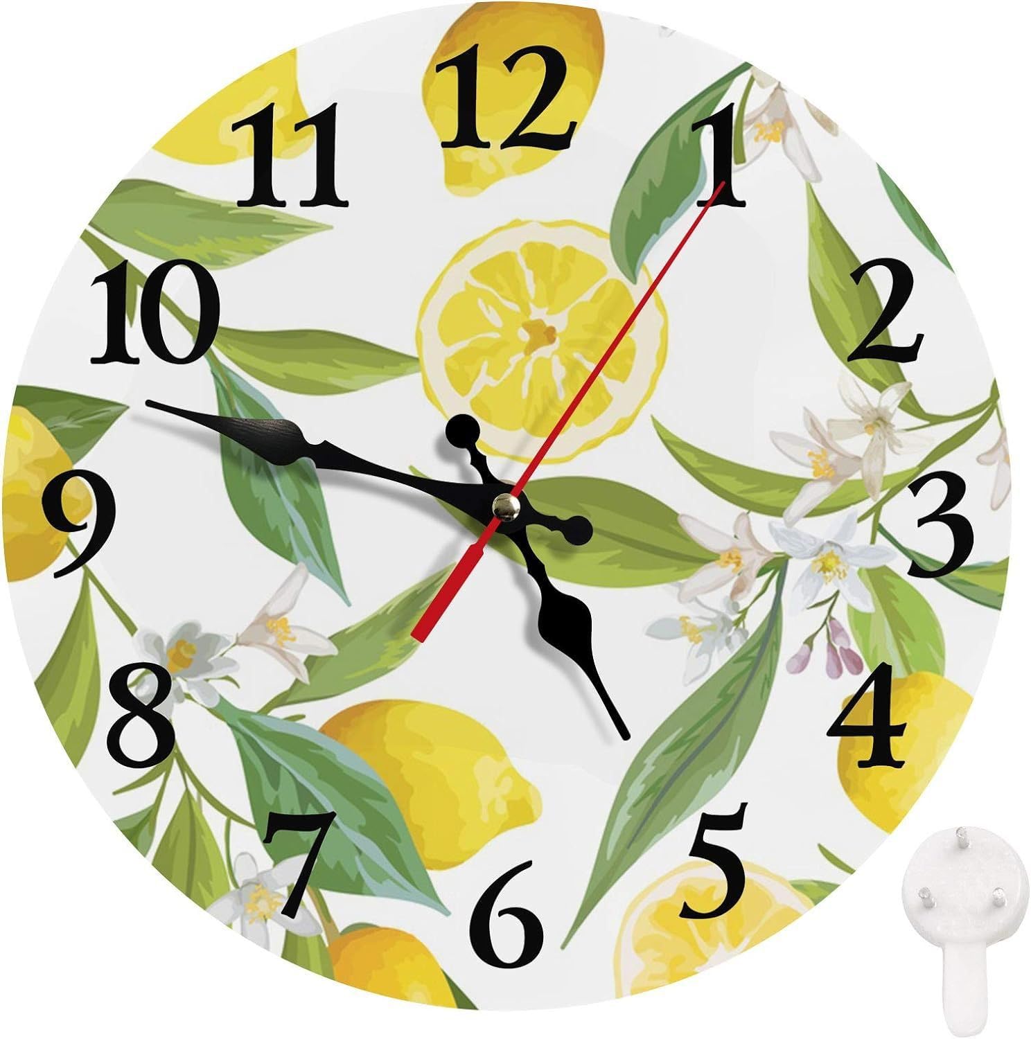 Horloge murale citron décorative pour cuisine et salle de bain