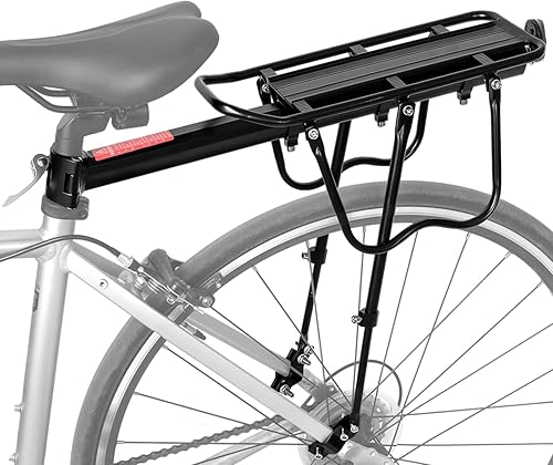 Soporte trasero para bicicleta, soporte de carga para bicicleta, capacidad de 110-135 libras, soporte trasero de bicicleta ajustable universal,