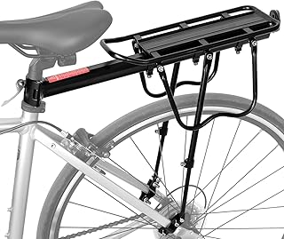 Rear Rear Bike Rack Bike Cargo Rack 110-135Lb Capacity Bike Rear Rack Universal Adjustable Bike Back Rack, Cycling Equipment Stand Footstock with Reflective Logo