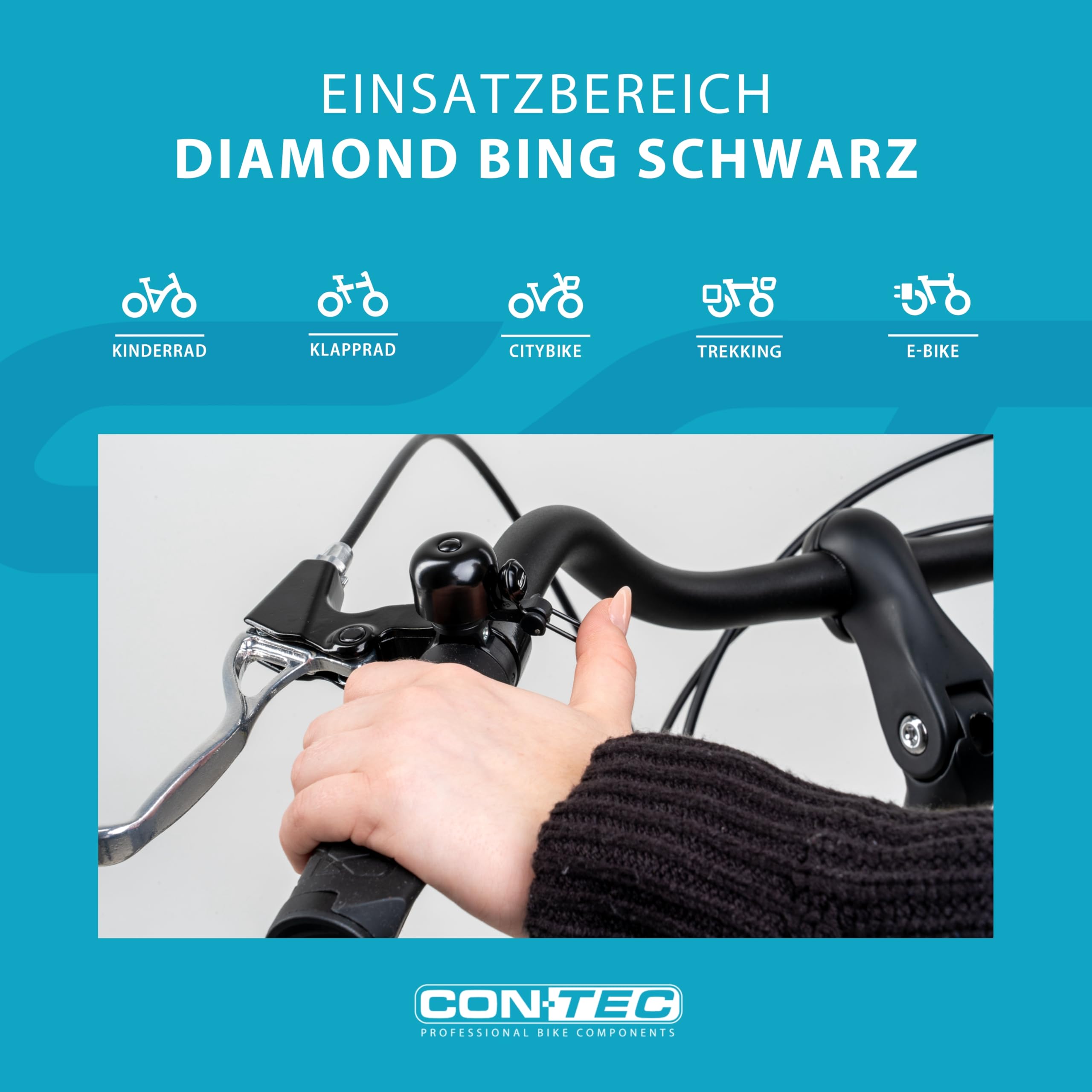 CONTEC Fahrradklingel Diamond Bing - Messing, 22,2mm - Laut & Klassisch