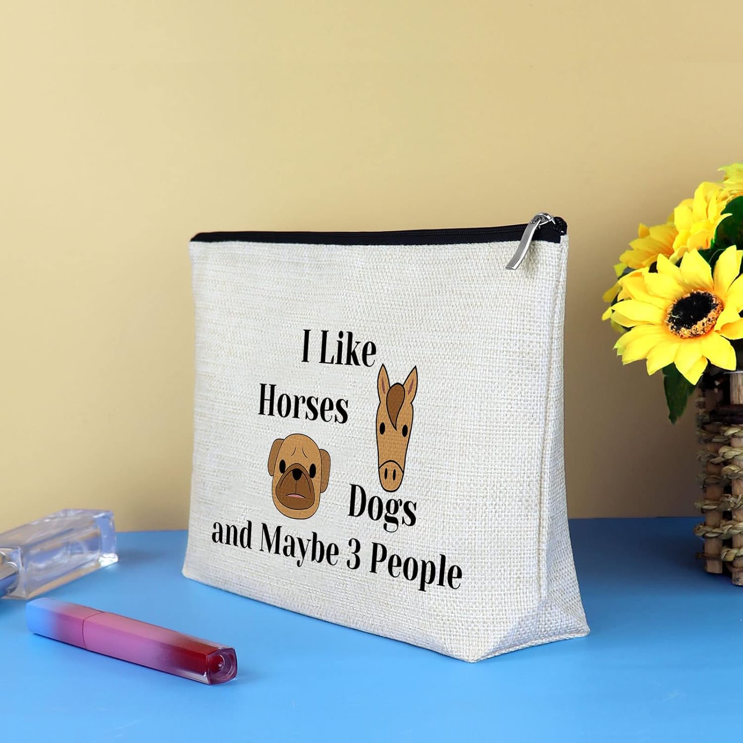 Dog Horse Lover Gifts Makeup Bag Dog and Horse Gifts for Girls Women Cosmetic Bag Cowgirl Equestrian Gifts Dog Mom Gift Birthday Christmas Gift for Dog Horse Lover Friend Sister Travel Makeup Pouch - Image 6