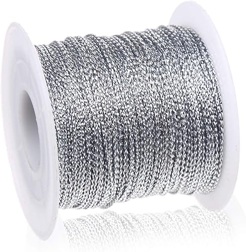 Hilo de cuerda de plata metálica de 039 pulgadas no elástico para hacer joyas etiquetas para colgar 3281ft  109 yardas