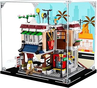 Acrylic Display Case for Lego 31131 Creator 3in1 Downtown Noodle Shop Model - Dustproof Anti-UV Storage Box for Collectors (Background B(25*18*23))