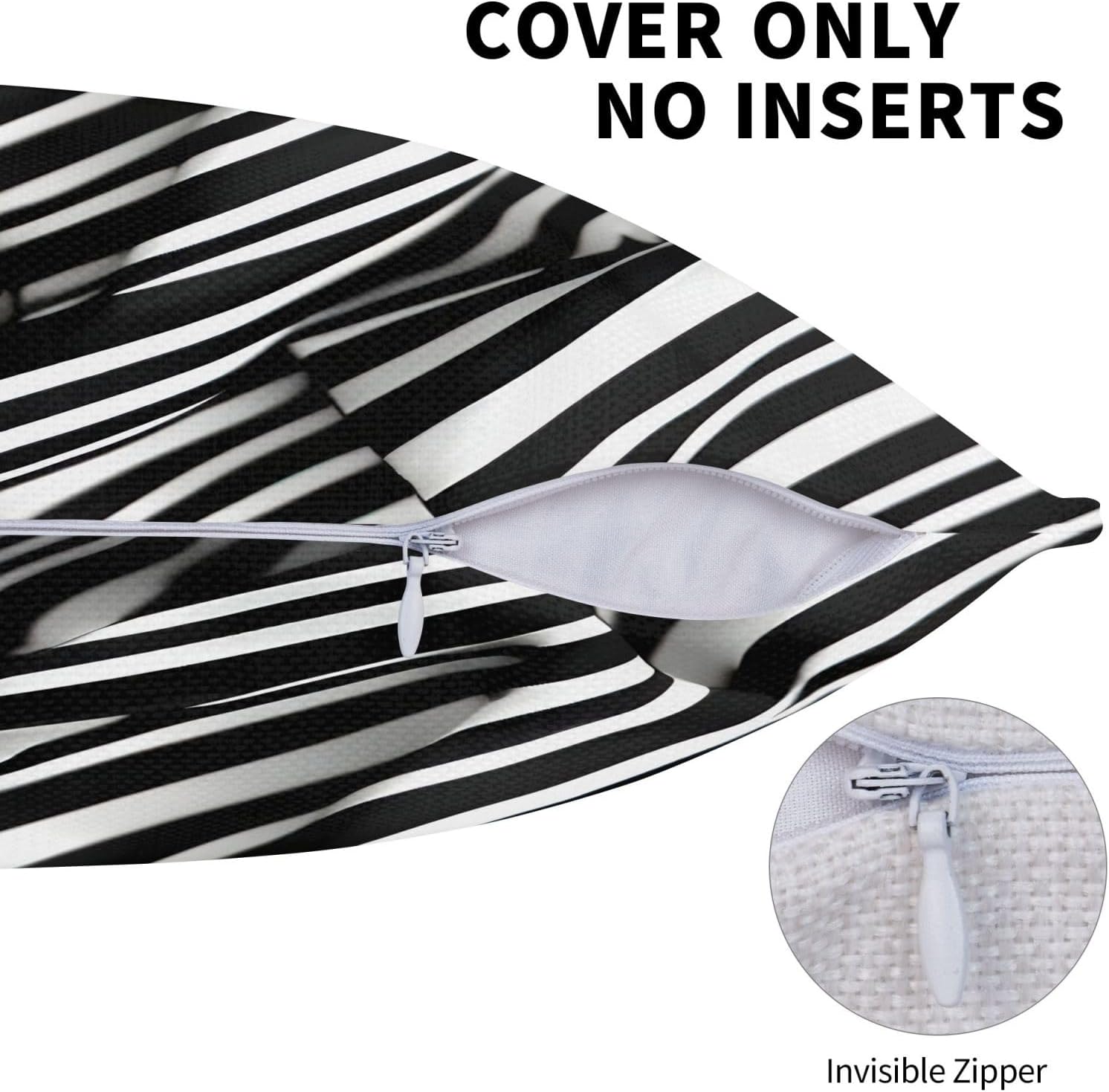 Stripes Black White Imitation Linen Pillowcase -2 Sets, Fashionable Home Decoration, Used for Sofas, Gardens, beds