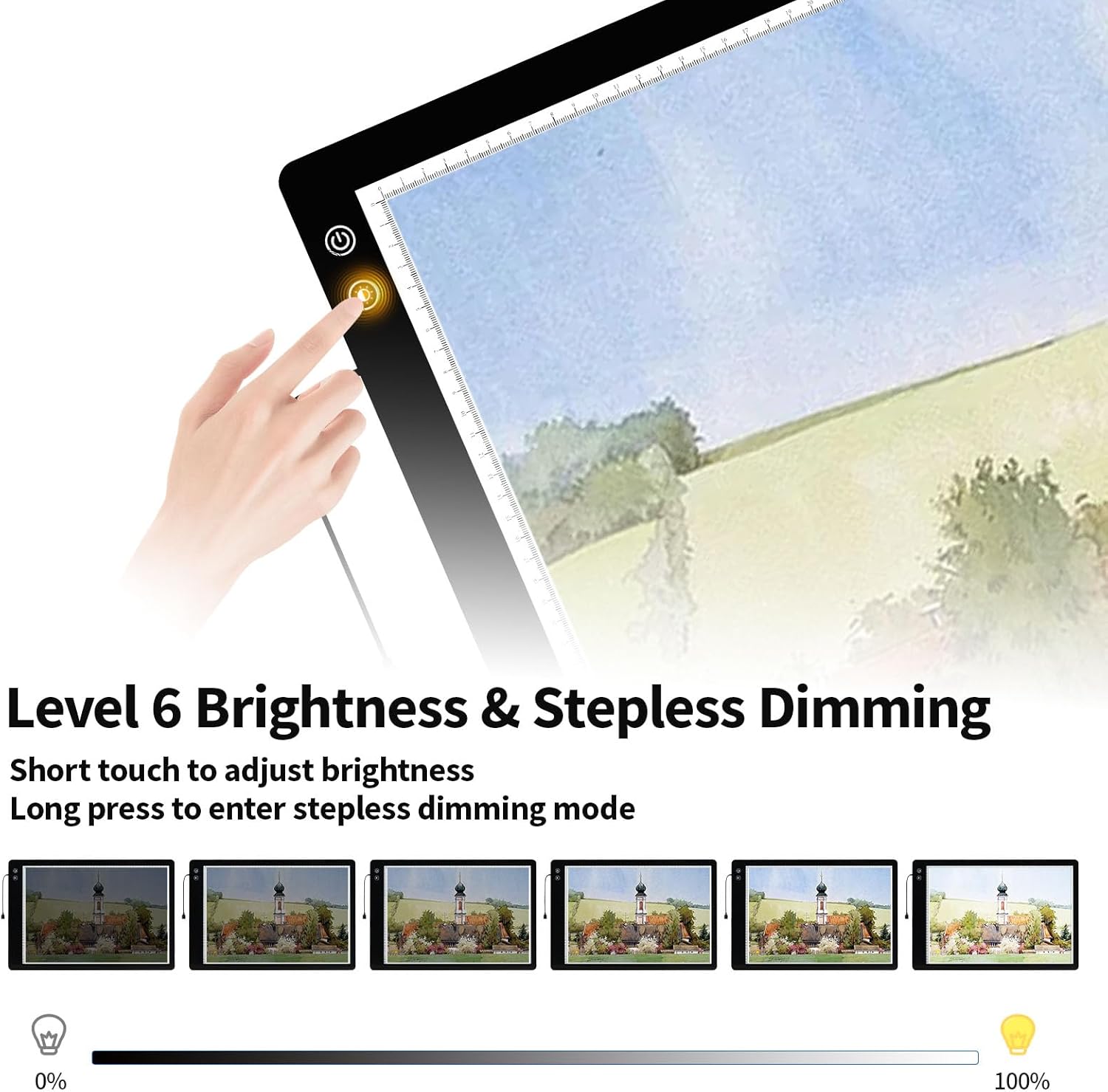 PICOVISTA A1 Large Light Pad for Diamond Painting,LED Tracing Light Box with 3 Color Modes and Adjustable Brightness,Battery Powered Oversize Light Table for Weeding Vinyl,Drawing,Sketching,Artists