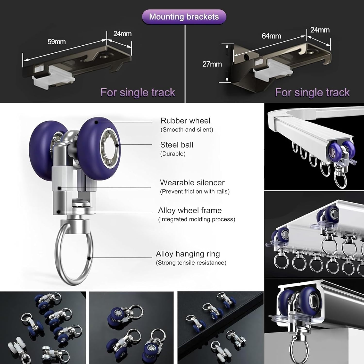 Heavy Duty Curtain Tracks 3m (9.8ft) for Ceiling or Wall Mount - Durable Single Rail for Living Room, Bedroom, Room Divider - Easy Installation, Perfect for Home Décor