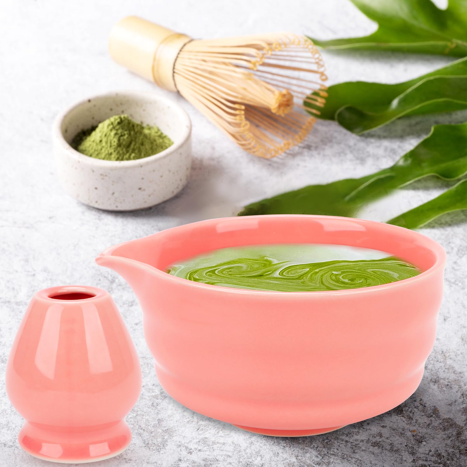 Miska do matcha z wylewką, różowa miska Matcha, tradycyjna porcelanowa filiżanka matcha, 560 ml dla miłośników herbaty, matcha latte początkujący