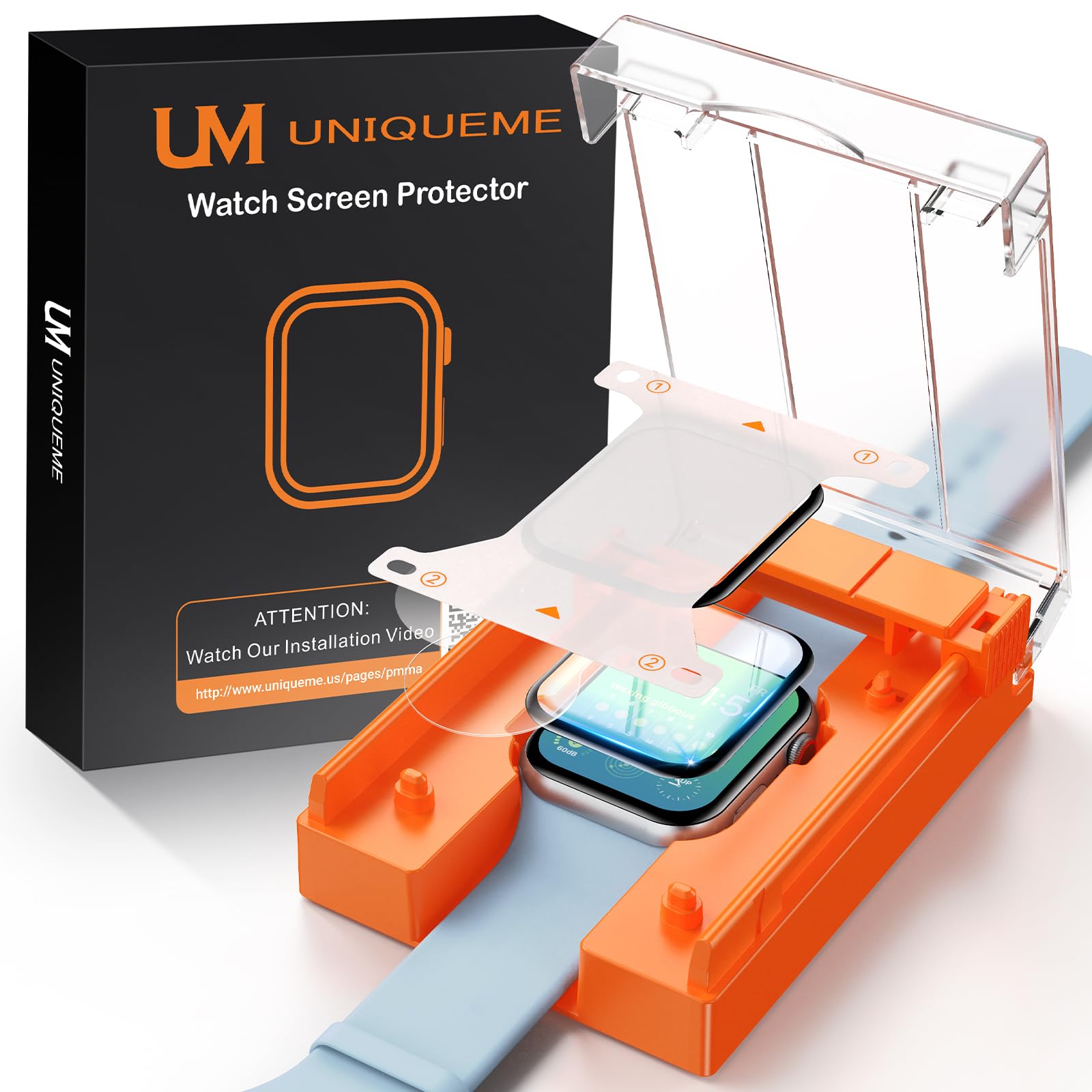 UniqueMe für 2 Stück Apple Watch 9/8/7 41mm Full Screen 7H Folie - [Sicherer Halt] Langlebigste & 3D Vollabdeckung - Blasenfrei, Kratzschutz und Klarheit für Ihre Apple Watch 41mm Schutzfolie