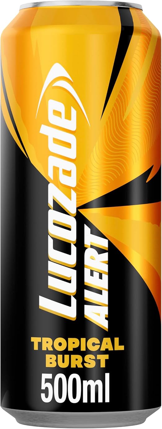 Lucozade Alert Tropical 500ml Can ; High Caffeine Energy Drink ; Naturallysourced caffeine