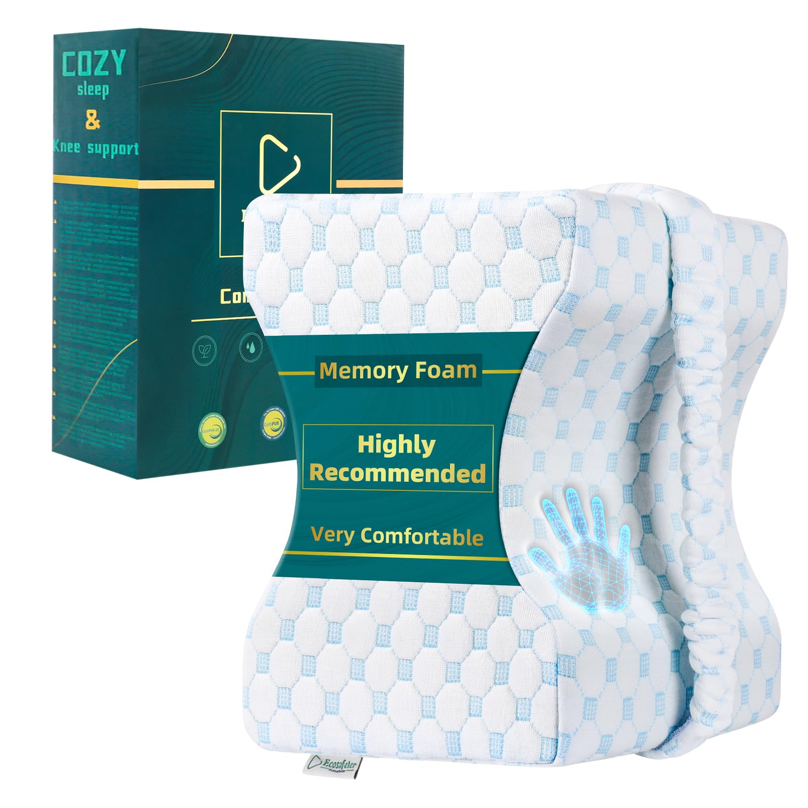 Ergonomic Knee Pillow Premium Memory Foam Leg Pillow for Sleeping on side-Hip Support and Alignment-Relieve Lower Leg,Knee Pain,Hip Pain,Sciatica And Pregnancy Discomfort