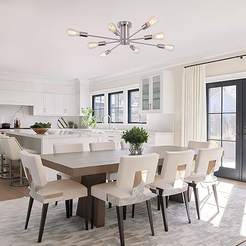 Miniatura 2 de Lámpara de araña Sputnik moderna, lámpara de techo de 8 luces, lámpara de dormitorio, lámpara Sputnik para sala de estar, comedor, cocina, oficina,