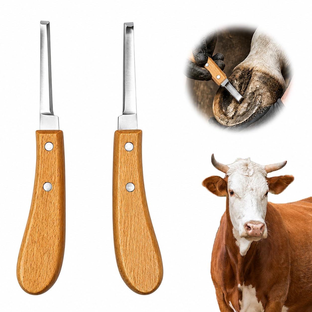 2PCS Rénette Professionnelle à Lame Double, Couteau à Sabot Haute Résistance Plus Aiguisé, Couteau à Sabot Pointu, Outil De Couteau De Sabot Durable pour Bétail, Cheval, Bovin