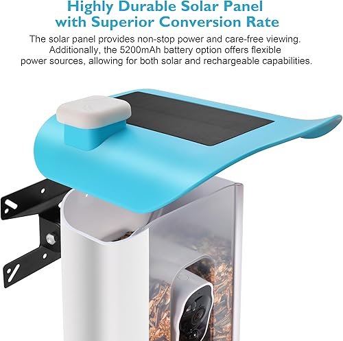 Miniatura 4 de T TICCI Comedero inteligente para pájaros con cámara alimentado por energía solar, cámara de identificación de especies de aves, comederos de