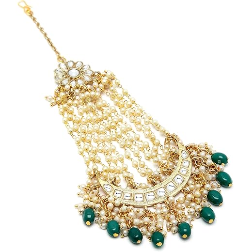 Green Tumble Kundan Passa for Women