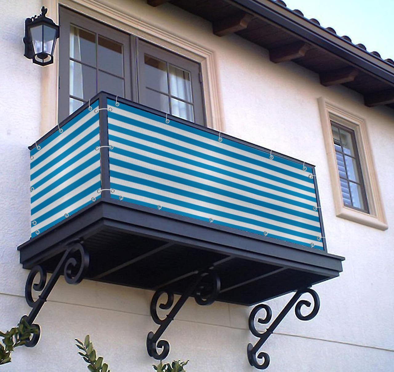 MetDeals HDPE Stripes Self Fold Baby Safety Net for Railing & staircases | 85% Sun & UV Blockage Balcony Safety Net with Eyelet & Cable Tie for Easy Installation(Blue&White, 1X2 MTR)-image-37