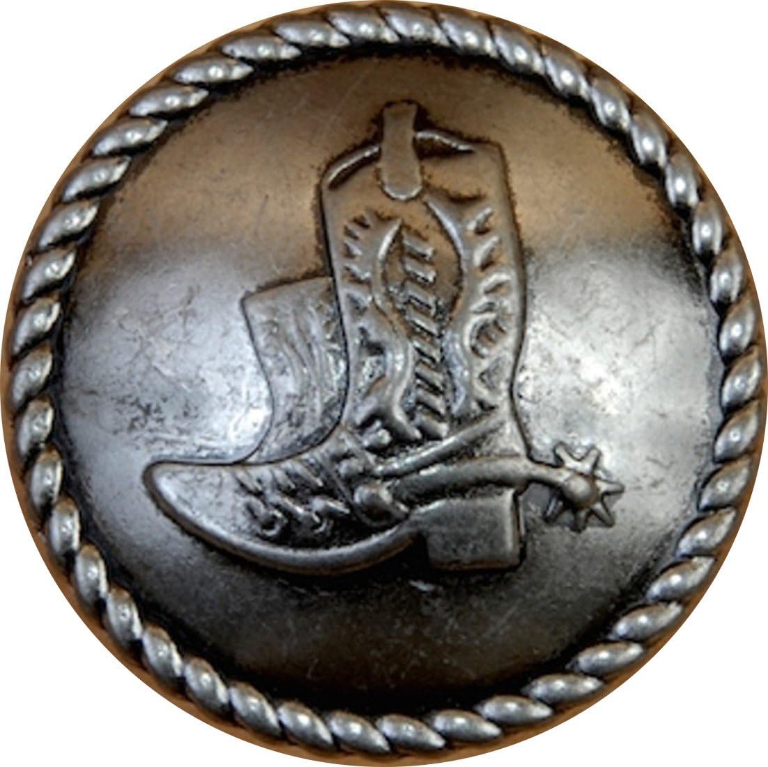 Set of 6 Cowboy Boot and Rope Drawer or Cabinet Pull Western Southwest Rustic Texas (Old Silver)