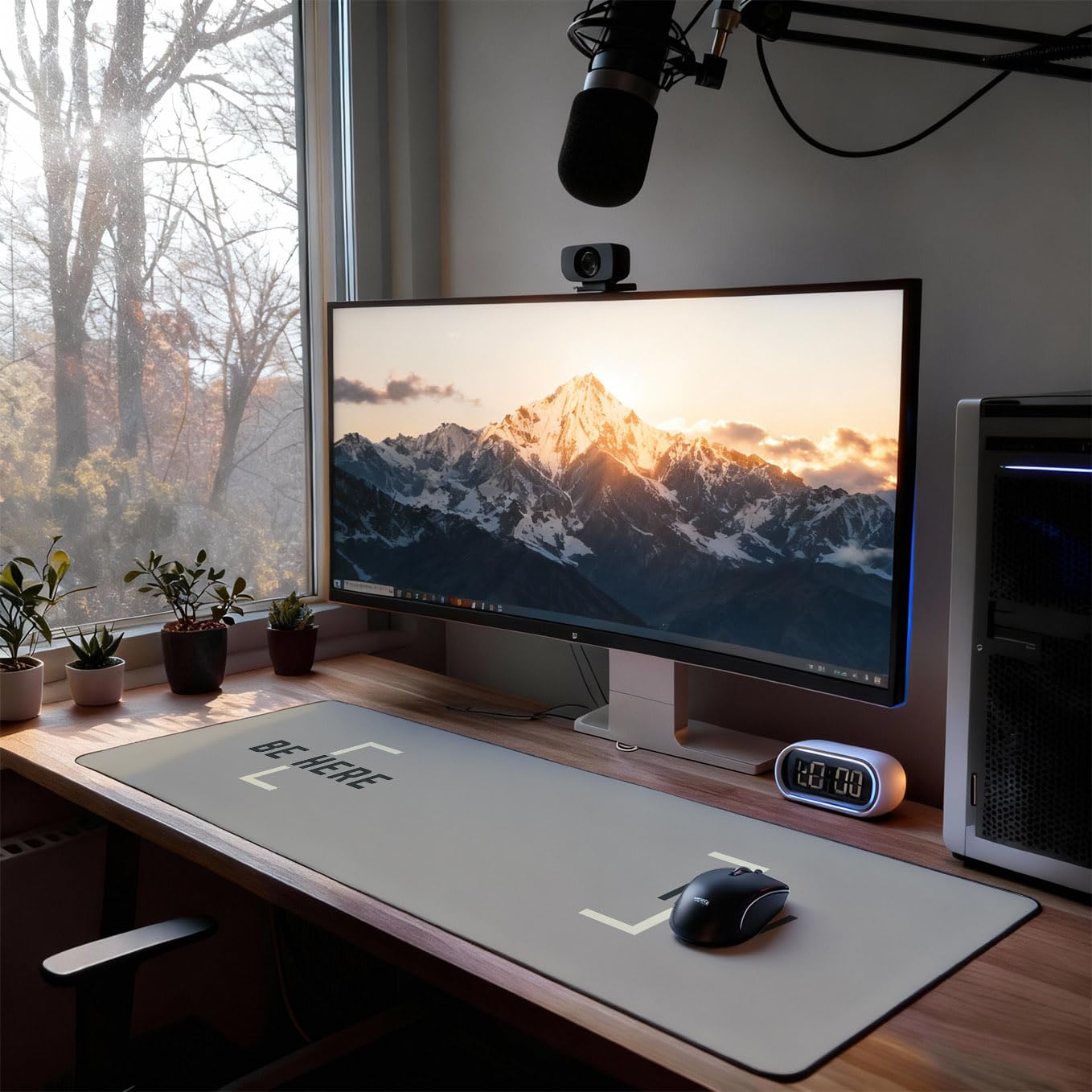 SoulAbiti Present Moment Split Focus Extended Desk Pad (36x14 Inch) - Minimalist Home Office XXL Mouse Pad - Non-Slip Rubber Base & Stitched Edges 1
