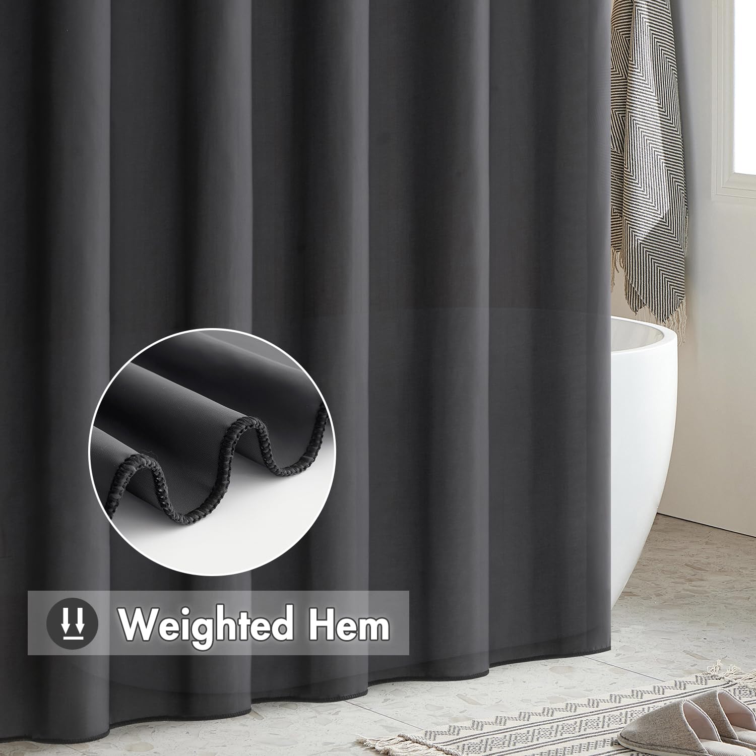 Rideau De Douche Transparent 120x180cm Anti-Moisissure EVA - Imperméable Avec Ourlet Lesté - 8 Crochets Inclus