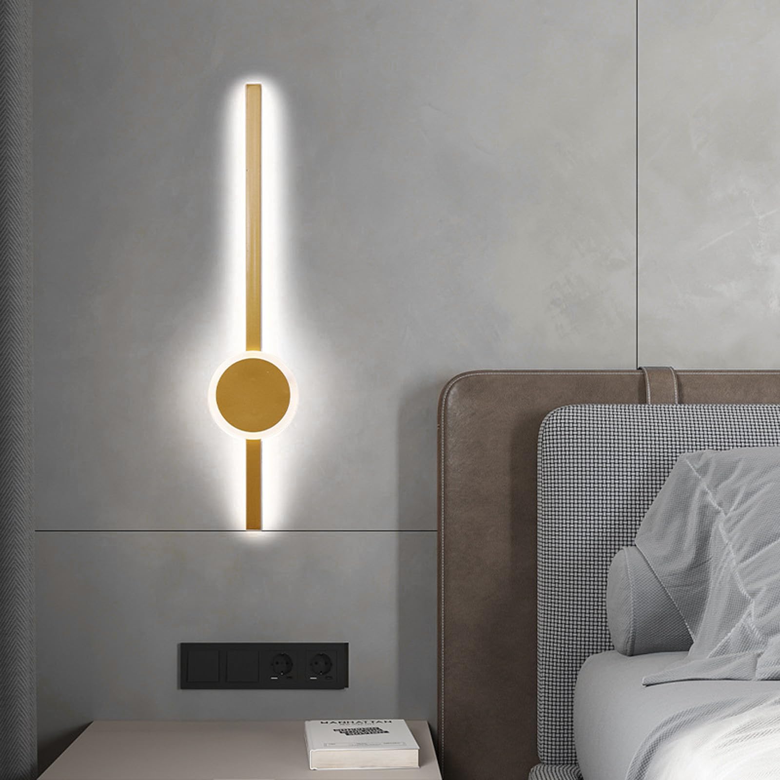 Apliques de pared interior LED modernos de 60cm en aluminio oro con luz blanca para salon 8