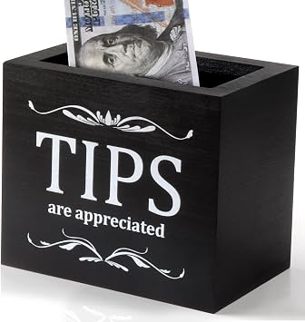Yamahiko Tip Jars for Money Wooden Tip Collection Box Jar Bucket 6 x 4 x 5 Inch Money Coin Storage Container Donation Suggestion Raffle Cash Box for Restaurants Musicians Bartender Bars Driver