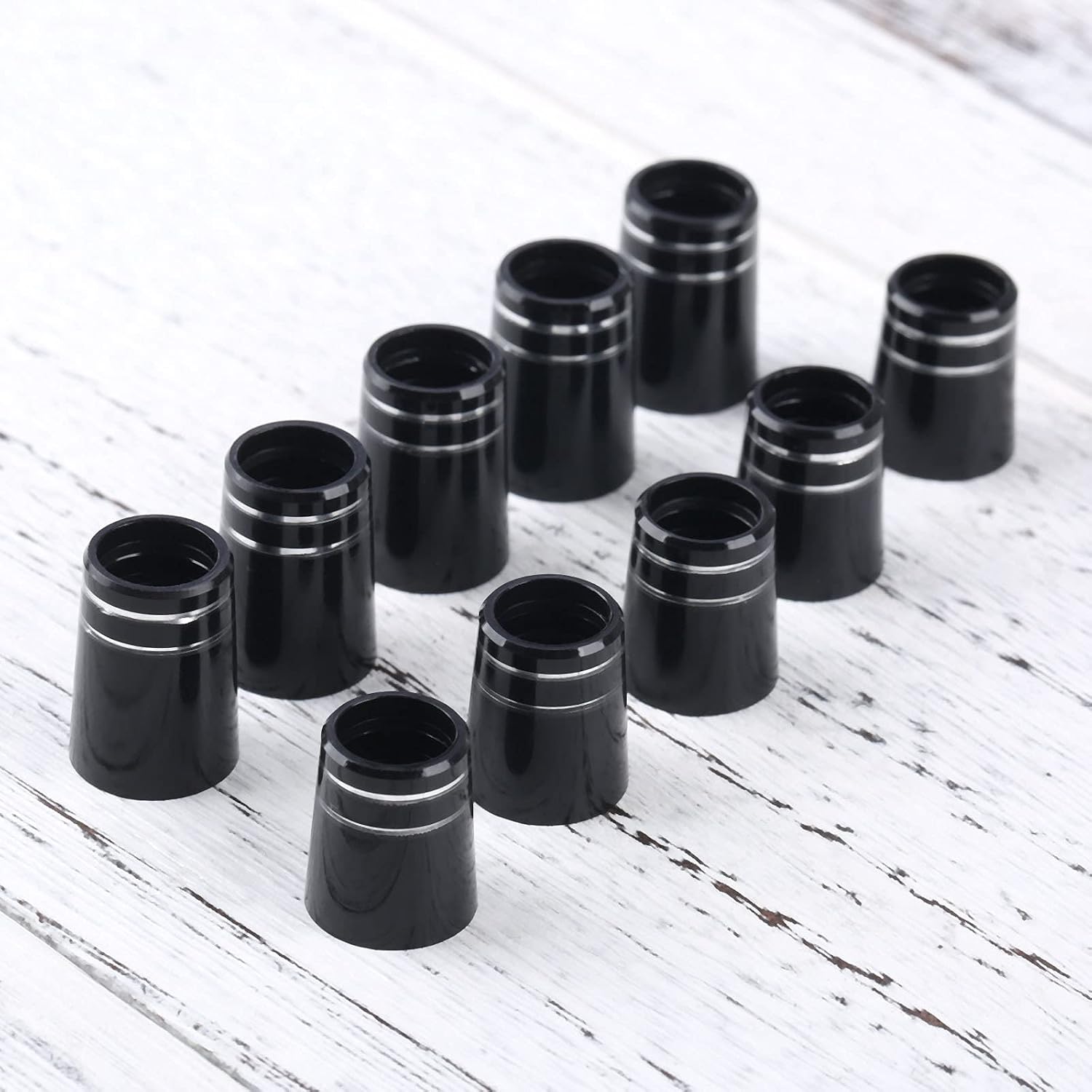MUXSAM Golf Iron Ferrules, Re-Shaft Golf Ferrule for Taper Tip Iron Wedge Shaft, with Double Chrome Ring, Black, 10-Pack
