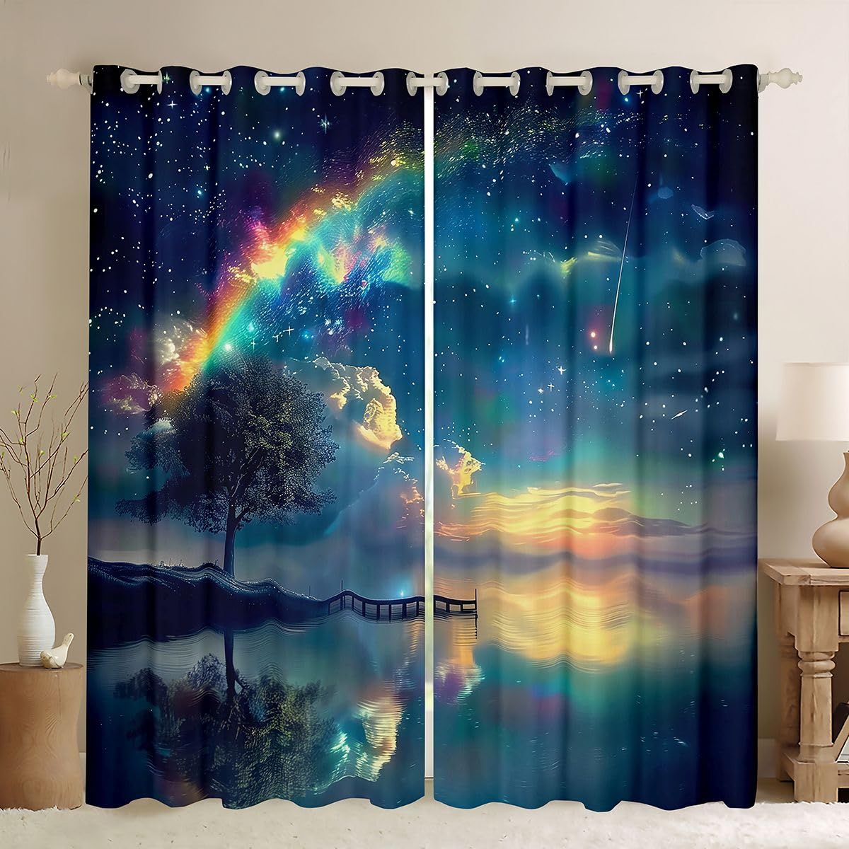 Homewish Tende oscuranti glitterate per camera da letto, 132 x 160 cm